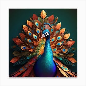 Colorful Peacock 3 Canvas Print