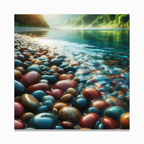 Pebbles On The River Canvas Print