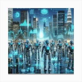 Futuristic City With Robots Canvas Print