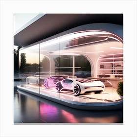 Futuristic Car Showroom 1 Canvas Print