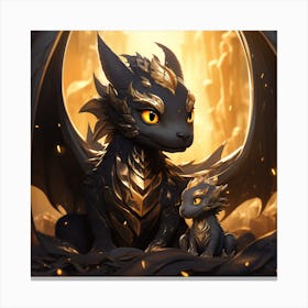 Black and Gold Dragon, YA Fantasy Fiction Dragons Canvas Print