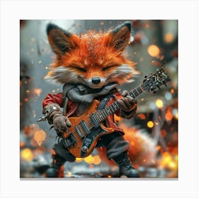 Fox Playing Guitar 2 Canvas Print