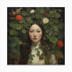 Girl With Flowers Canvas Print