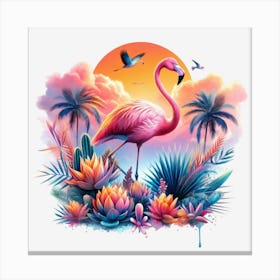 Flamingo At Sunset 10 Canvas Print