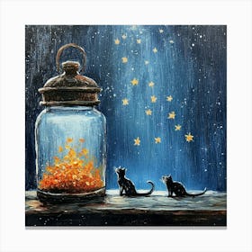 Cats In A Jar Art Canvas Print