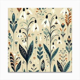 Scandinavian style, snowdrop pattern Canvas Print