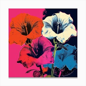 Andy Warhol Style Pop Art Flowers Moonflower 3 Square Canvas Print