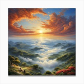 Sunrise Over The Clouds 1 Canvas Print