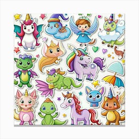 Unicorn Stickers Canvas Print