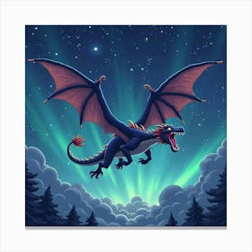 A Celestial Dragon Soaring Through An Aurora Filled Night Sky 1 Canvas Print