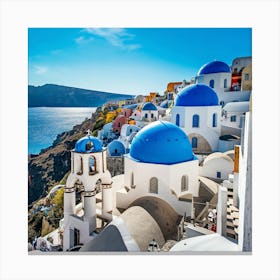 Blue Domes In Oia 1 Canvas Print