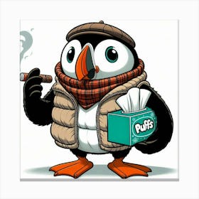 Puffin Smoking A Cigarette Canvas Print