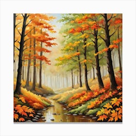 Forest In Autumn In Minimalist Style Square Composition 14 Canvas Print