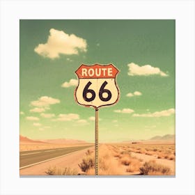 Route 66 Highway Sign, Retro Canvas Print