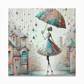 Girl With Umbrella Canvas Print