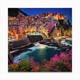 Cinque Terre At Night 5 Canvas Print