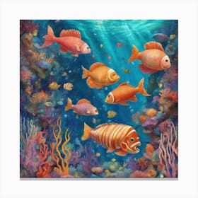 Fishes Under The Sea Canvas Print