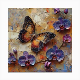 Orchids And Butterflies 1 Canvas Print