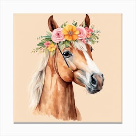 Floral Baby Horse Nursery Illustration (10) 1 Canvas Print