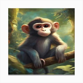 Monkey In The Jungle Canvas Print