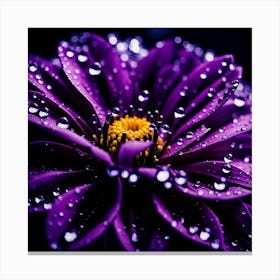 Purple Flower With Water Droplets Canvas Print