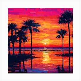 Sunset Palm Trees 1 Canvas Print