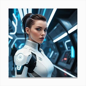 Futuristic Woman In Futuristic Suit Canvas Print