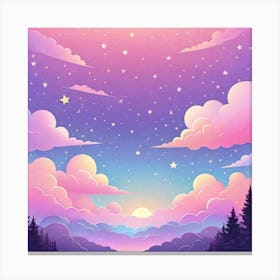 Sky With Twinkling Stars In Pastel Colors Square Composition 292 Canvas Print