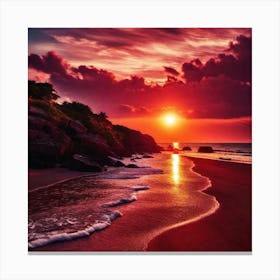 Sunset On The Beach 458 Canvas Print