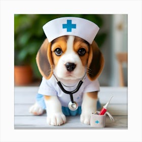 Beagle Puppy Nurse Canvas Print