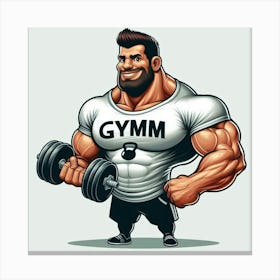 Cartoon Gym Man Canvas Print