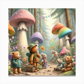 Teddy Bears In The Forest Canvas Print