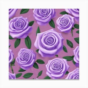 Purple Roses On A Pink Background Canvas Print