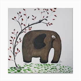 Elephant With Tree Canvas Print