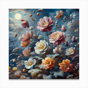 Flowers In The Moonlight Canvas Print