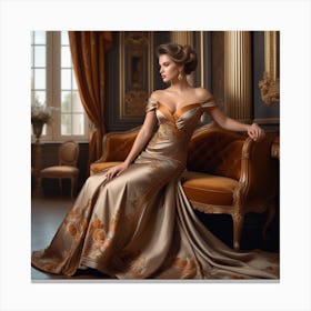 Beautiful Woman In Evening Gown 1 Canvas Print