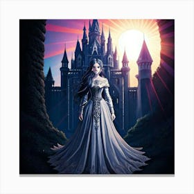 Firefly Gothic, Woman, Sinister, Medieval, Castle, Sun, Colored Rays, Dramatic, Eerie, Mysterious, D (2) Canvas Print