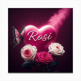 Heartfelt Elegance: Roses and Butterflies Canvas Print