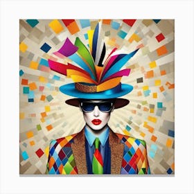 Woman In Colorful Hat Canvas Print