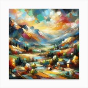 Landscape Painting in Abstract Form-140624-2 Canvas Print