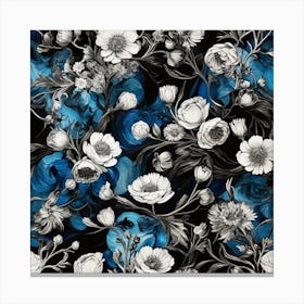 Black and white and blue Canvas Print