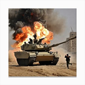 Israeli Tank Fires On Palestinians Canvas Print