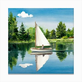 Sailboat On The Lake Canvas Print