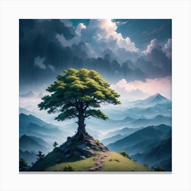 Lone Tree In The Mountains 5 Canvas Print