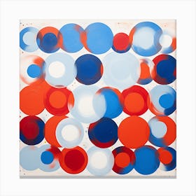 Red Blue White Circles Art 1 Canvas Print