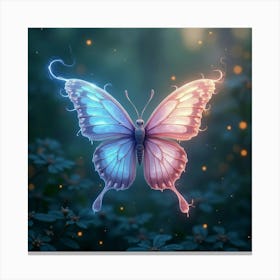 A Dreamy Butterfly With Wings Of Flowing, Liquid Light Fluttering Through A Cosmic Garden Canvas Print