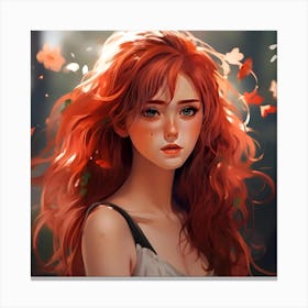 Red Haired Girl Anime Canvas Print