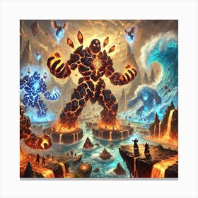 A Scene Depicting The Elemental Constructs Control Canvas Print