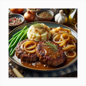 Gravy And Meat On A Plate Canvas Print