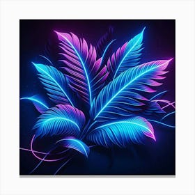 Neon Palm Leaves Canvas Print